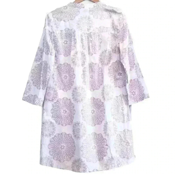 🌈 6/$60, Kiyomi House Dress, White/Lavendar, 3/4 Sleeve, Flower Print, Large - Picture 2 of 8